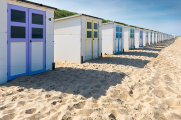Colorfull Beach houses on the beach of Texel