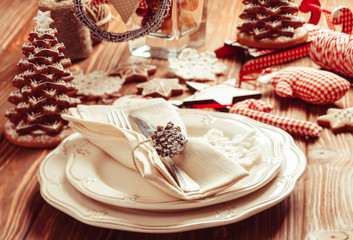 Christmas serving table