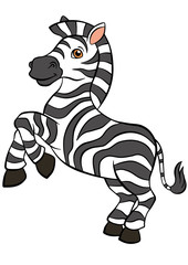 Fototapeta na wymiar Cartoon wild animals for kids. Little cute zebra.