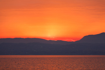 Sunset over the Garda lake