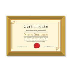 Certificate in golden frame