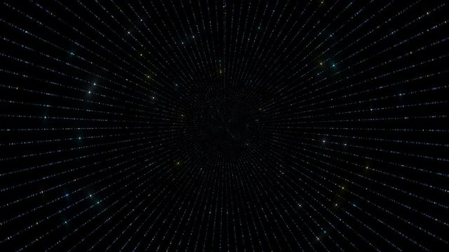 abstract loopable bacgkround, strings made of particles with glow blinks