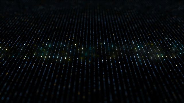 abstract loopable bacgkround, strings made of particles with glow blinks