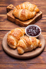 Breakfast with fresh croissants