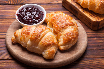 Breakfast with fresh croissants