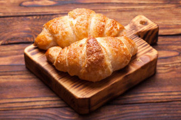Breakfast with fresh croissants