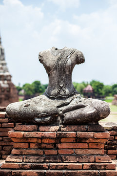 broken buddha statue in Ayutthaya historical park