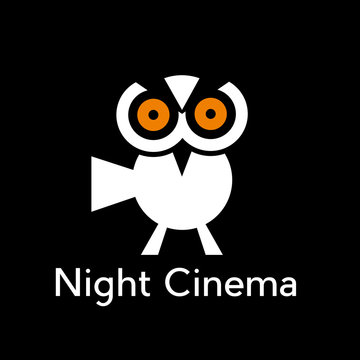 Vector abstract sign night cinema with owl