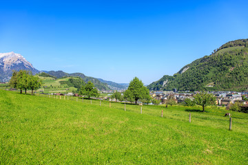 Fototapeta na wymiar Springtime view in Nidwalden in Switzerland