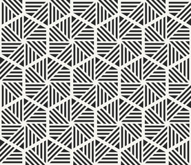 Modern stylish monochrome hexagonal texture with geometric structure - vector seamless pattern - 110400039