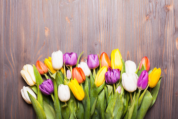 Color tulips on the board