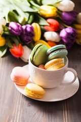 Color macaroons in a cup