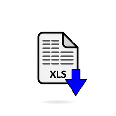 XLS file with blue arrow download button on white background vector