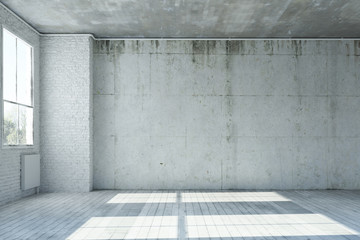 Wand aus Beton in einem leeren Raum