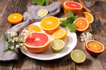 orange,lemon and grapefruit