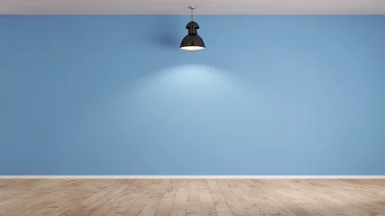 Fototapeten Lampe vor blauer Wand im Wohnzimmer © Robert Kneschke