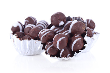 Chocolate cookies /biscuit balls with milk and chocolate ganache