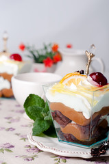 Sweet dessert in glass