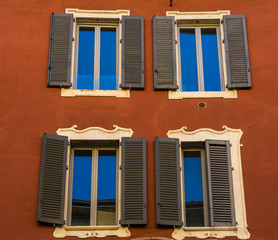 italian window shutters on a renaisance tenement