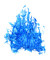 bright blue dense fire on white background
