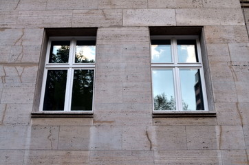 Fototapeta na wymiar two windows of an old german building