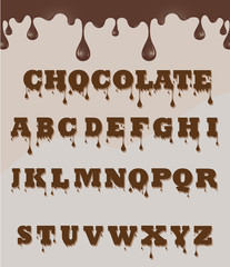 Vector of Chocolate font made of chocolate 