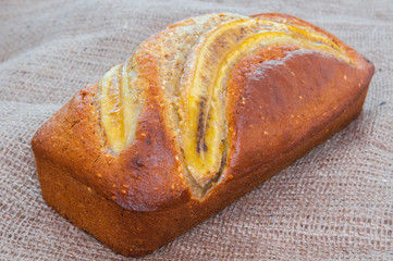 Banana loaf multigrain bread biscuit cake, healthy snack 