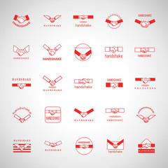 Handshake Icons Set-Isolated On Gray Background-Vector Illustration,Graphic Design