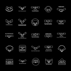 Handshake Icons Set-Isolated On Black Background-Vector Illustration,Graphic Design