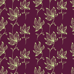 Colorful cute floral set with doodle flowers. Spring or summer design seamless pattern