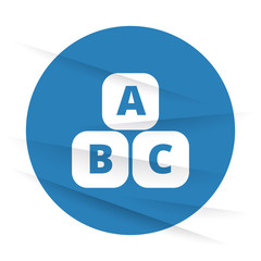 White Abc Blocks icon label on wrinkled paper