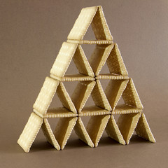 A house of cards made of biscuits
