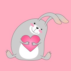 Романтичный кролик с сердечком 