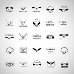 Handshake Icons Set-Isolated On Gray Background-Vector Illustration,Graphic Design