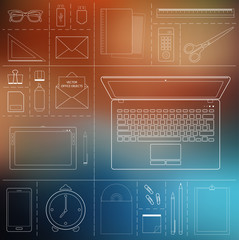 Computer device, office objects and business working elements