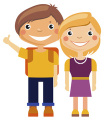 Cartoon boy and girl