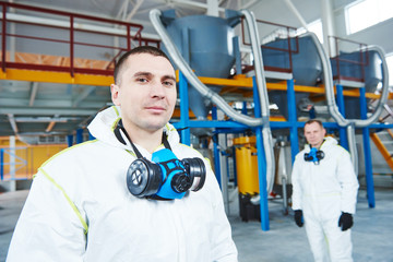 chemical industry workers at factory
