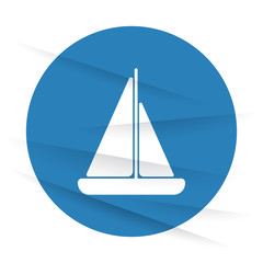 White Sailboat icon label on wrinkled paper