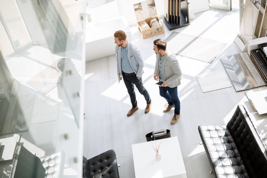 Customers Entering Interior Design Store