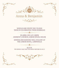 Wedding invitation with monogram