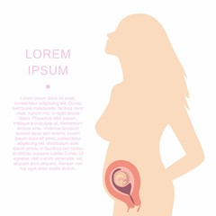 Illustration of a silhouette of a pregnant woman with an embryo