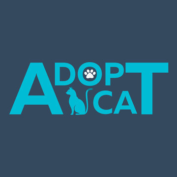 Adopt logo. Dont shop, adopt. Cat adoption concept. Vector illustration