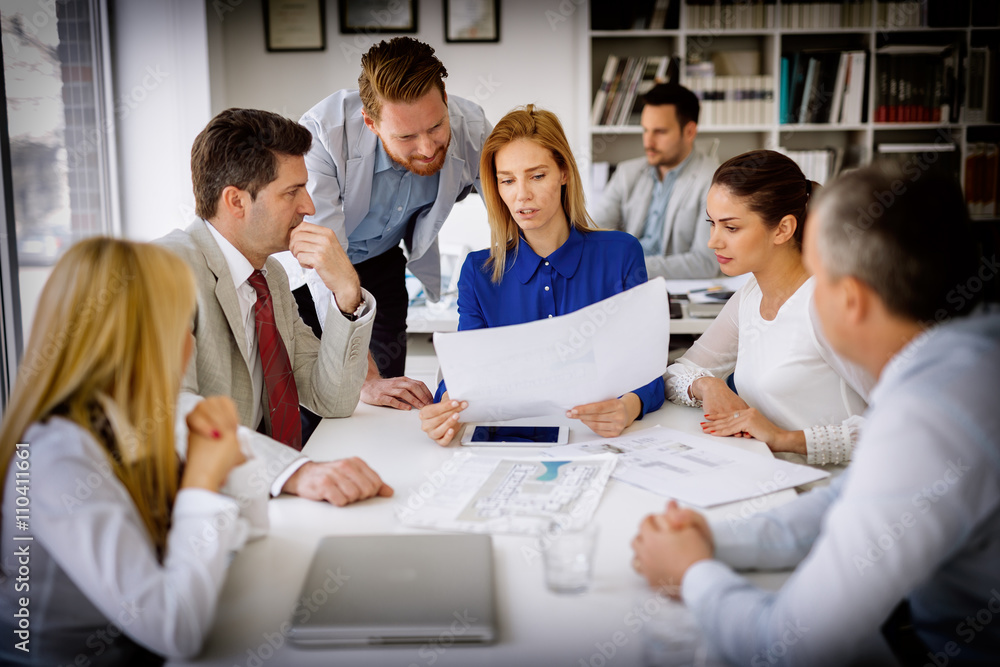 Wall mural Business people working in office