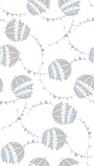 Blue umbrellas. Vector pattern illustration.