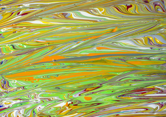 Gemischte Acryl Farben Malerei mit den Farben Rot, Grün, Blau, Gelb, Weiß, Orange