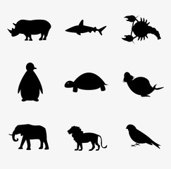 Set of black animal icons
