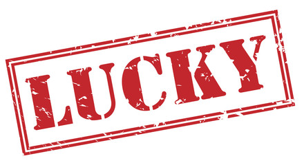 lucky red stamp on white background