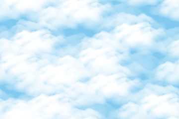 Cloudscape Seamless Background, White Clouds on Blue Sky. Vector