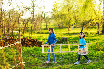 The child in garden.