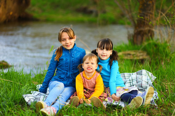 Naklejka na ściany i meble The child happy.